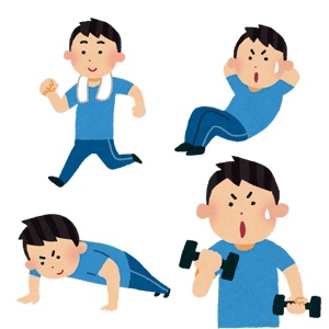 筋力トレーニングを行う男性のイラスト